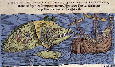 Monstruo Marino y Barco, ilustración de 