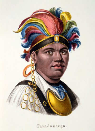 Tayadaneega: Jefe de una de las islas del Pacífico, del Estudio etnológico de varios tipos raciales de varios continentes, por C.I. Brodtmann, 1824 de Swiss School