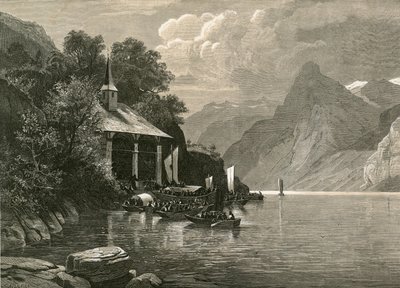 La capilla de Tell en la Tellenplatte, bahía de Uri de Swiss School