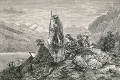 Turistas descansando en los Alpes de Swiss School