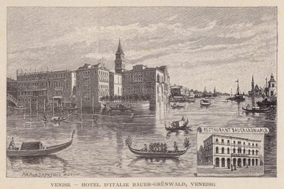 Venecia, Hotel de Italia Bauer-Grunwald, Venedig (grabado) de Swiss School