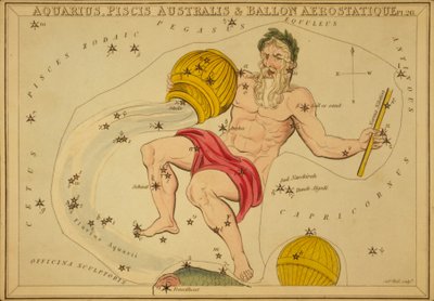 Acuario, Piscis Australis y Globo Aerostático, Ilustración de 
