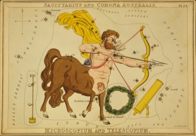 Sagitario y Corona Australis, Microscopium y Telescopium, Ilustración de 