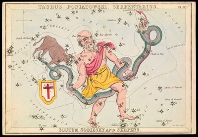 Taurus Poniatowski, Serpentarius, Scutum Sobiesky y Serpens, c.1825 (cartulina, papel, tejido) de Sydney Hall