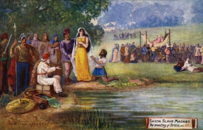 Mercado de esclavos sajones, la revelación de Britis, año 800 d.C. de Sydney Herbert