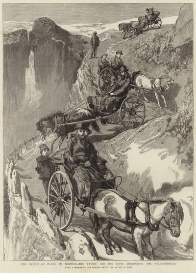 El Príncipe de Gales en Noruega (grabado) de Sydney Prior (after) Hall
