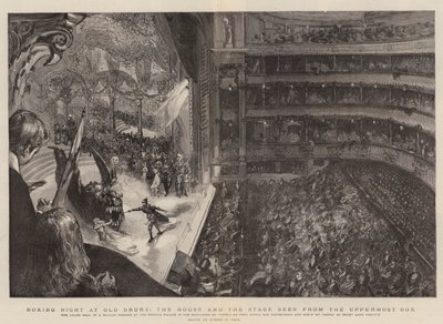 Noche de boxeo en Old Drury, la casa y el escenario vistos desde la caja más alta de Sydney Prior Hall