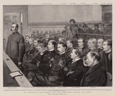 El Dr. Jameson en Bow Street, todos los caballeros presentes, Sir John de Sydney Prior Hall