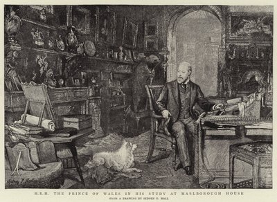 S.A.R. El Príncipe de Gales en su estudio en Marlborough House de Sydney Prior Hall