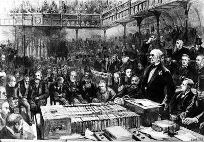 Debate sobre la Autonomía en la Cámara de los Comunes - Peroración de Gladstone, ilustración de 
