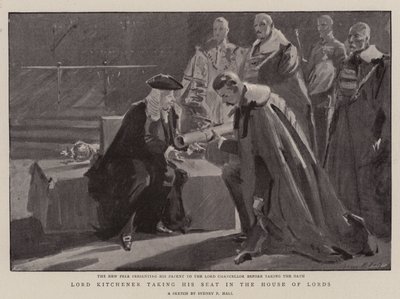 Lord Kitchener tomando su asiento en la Cámara de los Lores de Sydney Prior Hall