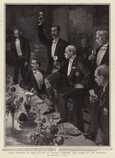 Lord Roberts en la Cena de los Scouts de Lovat, el Brindis de la Noche de Sydney Prior Hall