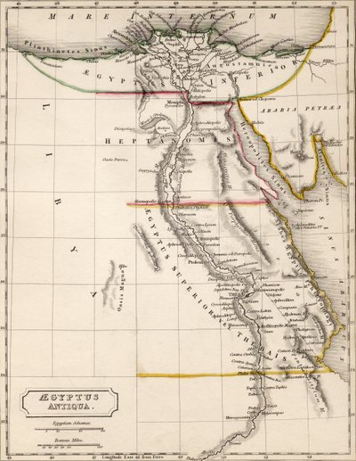Mapa de Aegyptus Antiqua (Antiguo Egipto), dibujado y grabado por Sydney Hall, c.1826 de Sydney Prior Hall