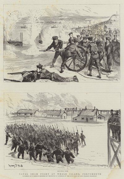 Simulacro de combate naval en Whale Island, Portsmouth de Sydney Prior Hall