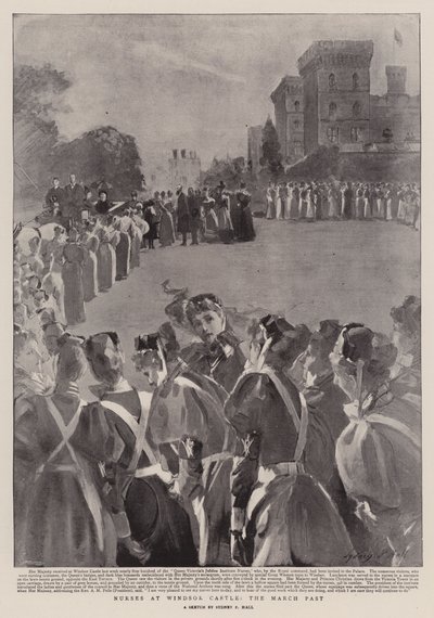 Enfermeras en el Castillo de Windsor, el desfile de Sydney Prior Hall