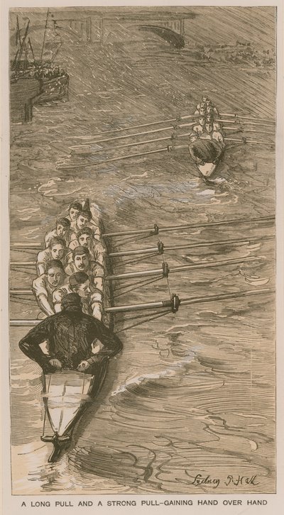 Recuerdos de una carrera de botes de Oxford y Cambridge: Un largo tirón y un fuerte tirón - ganando mano a mano de Sydney Prior Hall