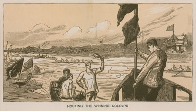 Reminiscencias de una Carrera de Botes de Oxford y Cambridge: Izando los colores ganadores de Sydney Prior Hall