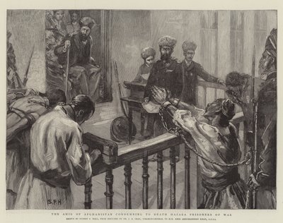 El Amir de Afganistán condenando a muerte a prisioneros de guerra Hazara de Sydney Prior Hall