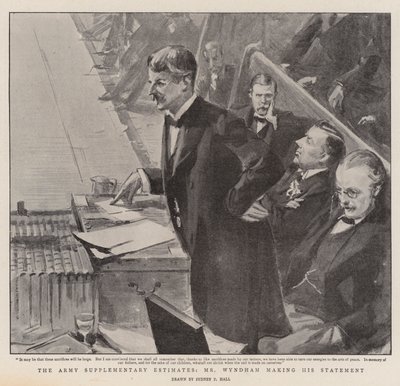 Las estimaciones suplementarias del ejército, declaración de Mr. Wyndham de Sydney Prior Hall