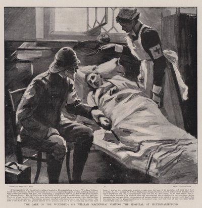 El cuidado de los heridos, Sir William MacCormac visitando el hospital en Pietermaritzburg de Sydney Prior Hall