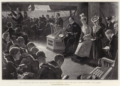 El crucero del Rey y la Reina, servicio religioso a bordo del yate real Victoria y Albert de Sydney Prior Hall