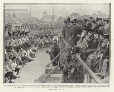 El Duque y la Duquesa de Cornwall en Winnipeg, una Exhibición de Ejercicios por Niños de Escuela de Sydney Prior Hall