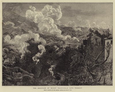 La erupción del Monte Vesubio, un torrente de lava de Sydney Prior Hall