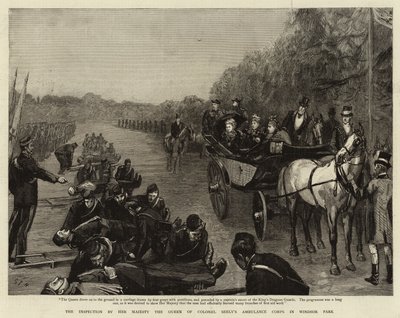 La inspección por Su Majestad la Reina del Cuerpo de Ambulancias del Coronel Seely en el Parque de Windsor de Sydney Prior Hall
