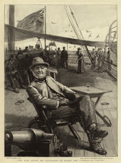 Las fiestas de Kiel, el Sr. Gladstone a bordo del Tantallon Castle de Sydney Prior Hall