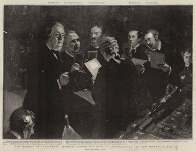 La reunión de los miembros del Parlamento tomando el juramento de lealtad al nuevo soberano, 23 de enero de Sydney Prior Hall