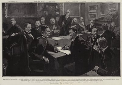 El Paso de la Nube de Guerra antes de la Coronación, firmando el Tratado de Paz en Pretoria de Sydney Prior Hall