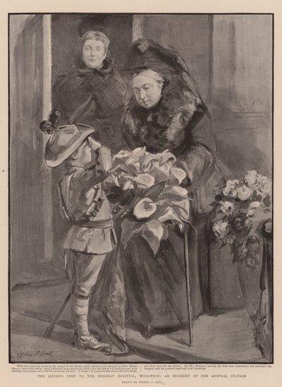 La visita de la Reina al Hospital Herbert, Woolwich, un incidente en la estación del Arsenal de Sydney Prior Hall
