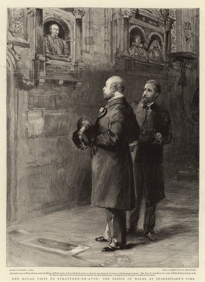 La visita real a Stratford-on-Avon, el Príncipe de Gales en la tumba de Shakespeare de Sydney Prior Hall