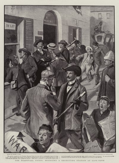 La Crisis del Transvaal, asediando una Estación de Reclutamiento en Ciudad del Cabo de Sydney Prior Hall