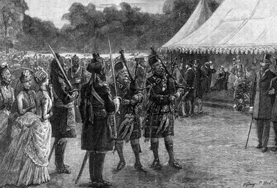 La carpa real en la fiesta del jardín del jubileo, Palacio de Buckingham, Londres, finales del siglo XIX, 1900 de Sydney Prior Hall