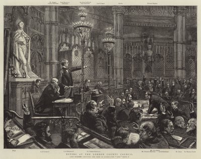 Votación en el Consejo del Condado de Londres de Sydney Prior Hall