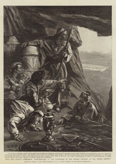 Con la Comisión Afgana, habitantes de cuevas en los bastiones del país Hazara, en el distrito de Punjab de Sydney Prior Hall