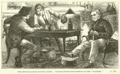 Ilustración para Tom Brown en Oxford por Thomas Hughes de Sydney Prior after Hall