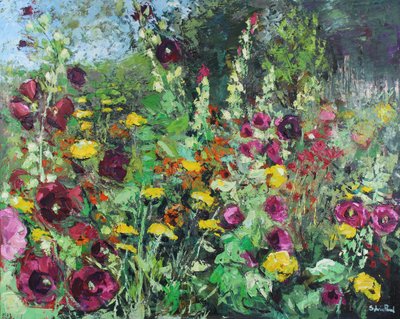 Jardín de malvarrosas, 2021 (óleo sobre lienzo) de Sylvia Paul