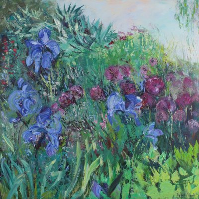 Iris con Allium de Sylvia Paul