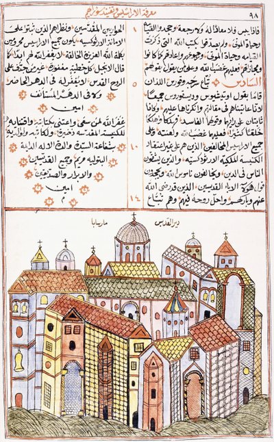 Convento de San Saba, de un manuscrito cristiano sirio, 1855 de Syrian School