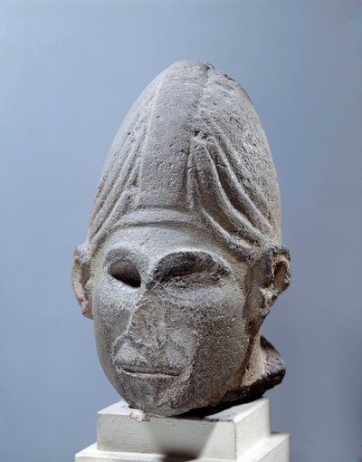 Antigüedad oriental: cabeza de dios sirio. Aproximadamente 2500 a.C. de Djabboul, Siria. París, Museo del Louvre de Syrian Syrian