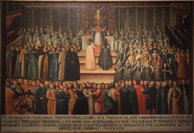 El compromiso en ausencia de Marina Mniszech y Falso Demetrio en Cracovia el 12 de noviembre de 1605 de Szymon Boguszowicz