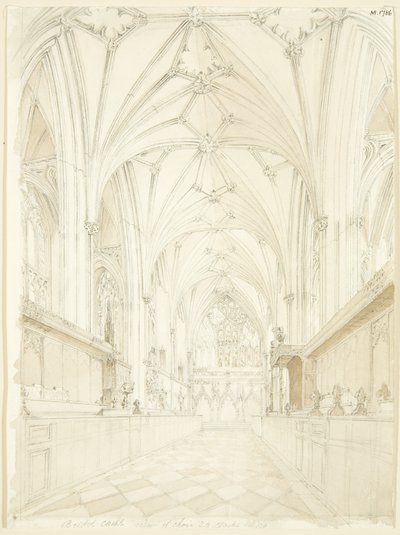 Coro de la Catedral de Bristol mirando al este de T.H. Clarke