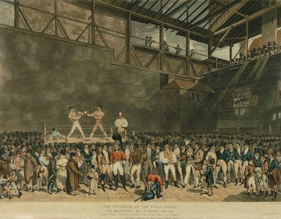 El interior de la cancha de boxeo (grabado por Charles Turner) de T. (after) Blake
