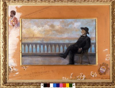 Retrato de Giuseppe Verdi, compositor italiano (1813-1901), en Venecia. Pastel de T. Bianco donado por el compositor al cantante Tamagno en 1897. de T. Bianco