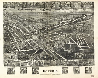 Vista aérea de Emporia, Virginia 1907. de T. M. Fowler
