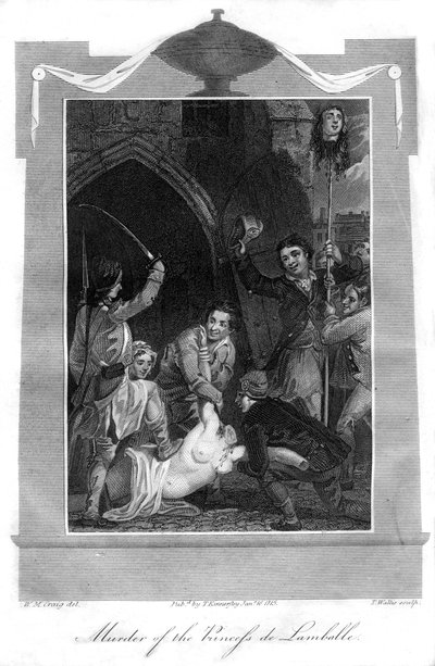 Asesinato de la Princesa de Lamballe, 1816 de T. Wallis