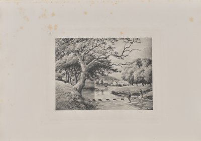 Mirando hacia el Puente Viejo de Partick desde Stepping-Stones de T. and R. Annan and Sons