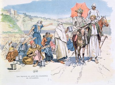 Leprosos fuera de los muros de Jerusalén, 1892 de T. de Haener